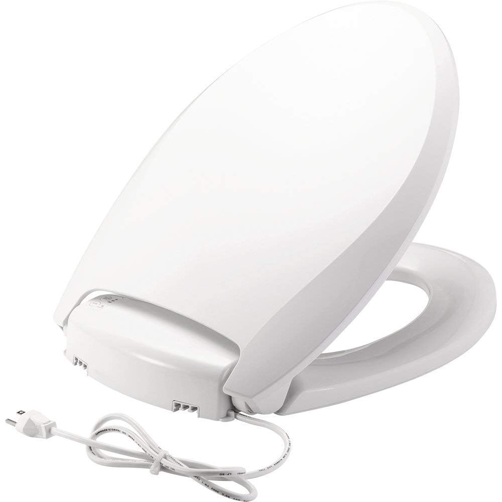 Bemis Radiance Heated Night Light Toilet Seat, Slow Close Adjustable Fit Long Lasting Plastic Seat, Elongated, White -