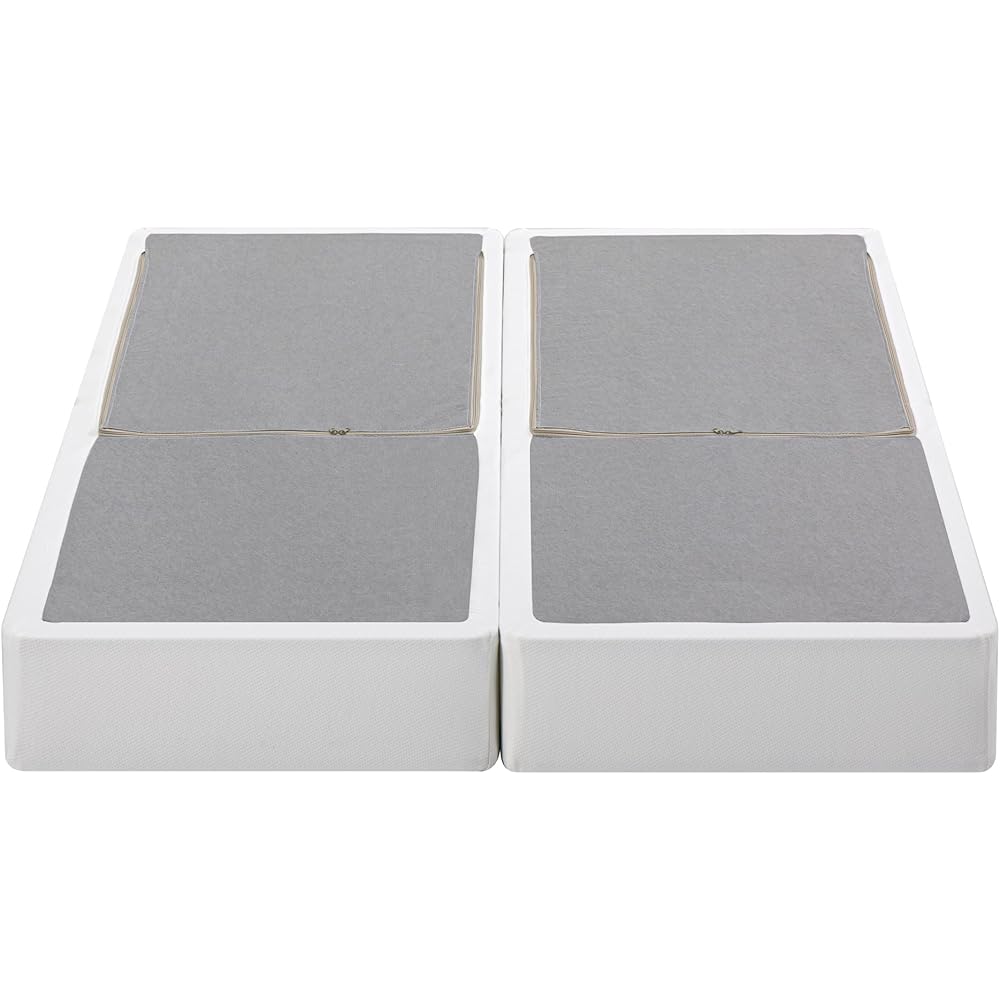 ZINUS 9 Inch Box Spring with Cover, No Assembly Mattress Foundation, Sturdy Metal Structure, Split Queen, White