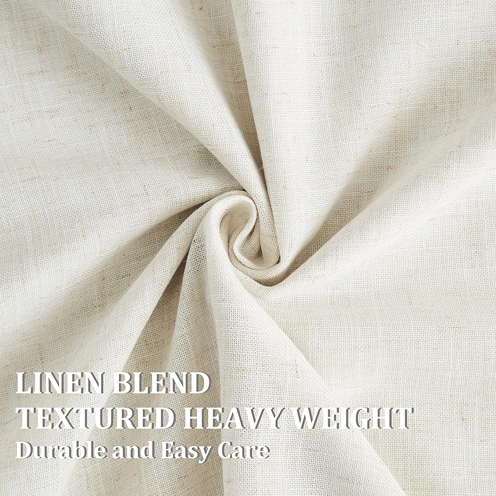 Vision Home Natural Pinch Pleated Full Blackout Curtains Linen Blended Room Darkening Window Curtains 102 inch for Living Room Bedroom Thermal Insulated Pinch Pleat Drapes with Hooks 60