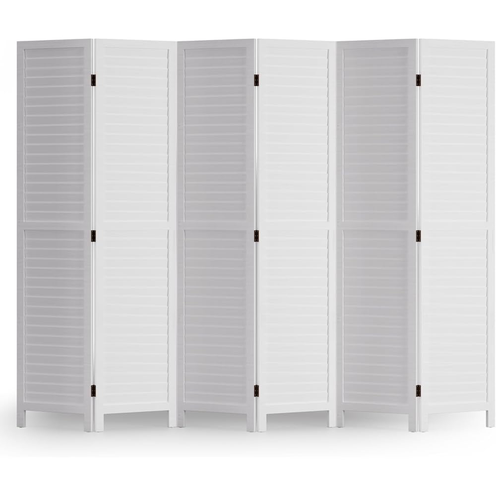 Room Divider 6 Panel Wood Privacy Screen Folding Partition Wall Room Dividers Freestanding White 5.57 FT Tall Divider for Room Separation : Home & Kitchen