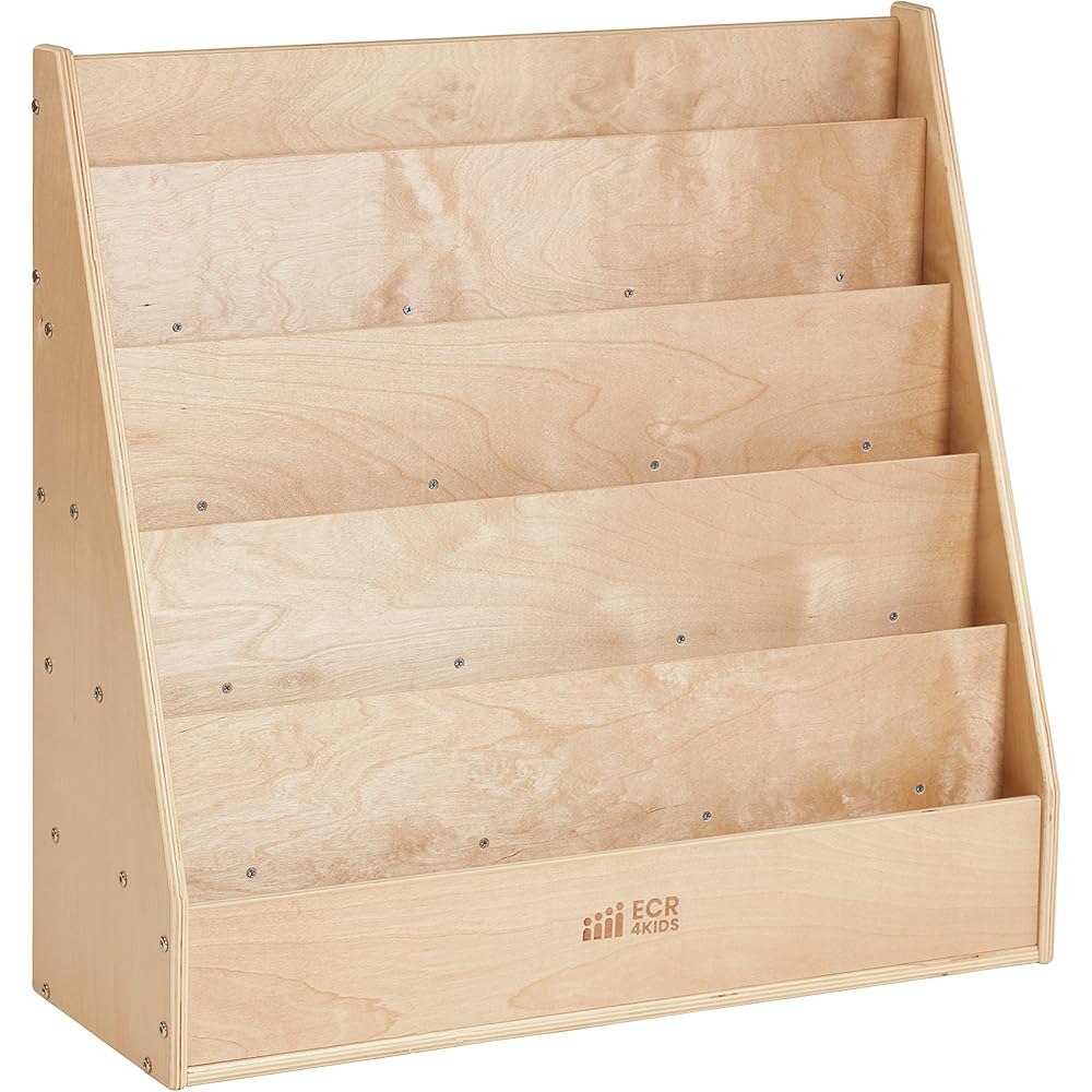 ECR4Kids Streamline Single-Sided Book Display with Storage, Classroom Bookshelf, Natural : Office Products