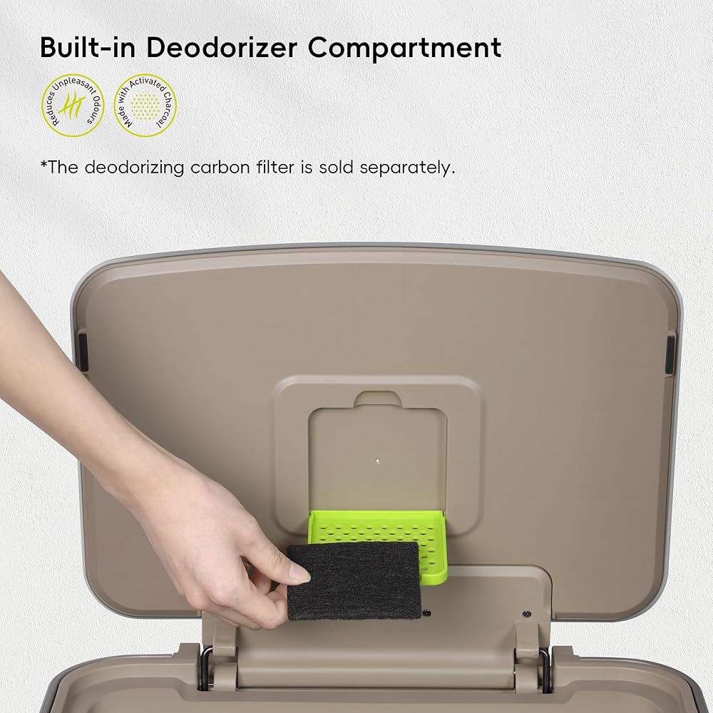 EKO Hudson Matte Stainless 75 Liter/20 Gallon Step Trash Can with Rear Trash Bag Storage Compartment : Home & Kitchen