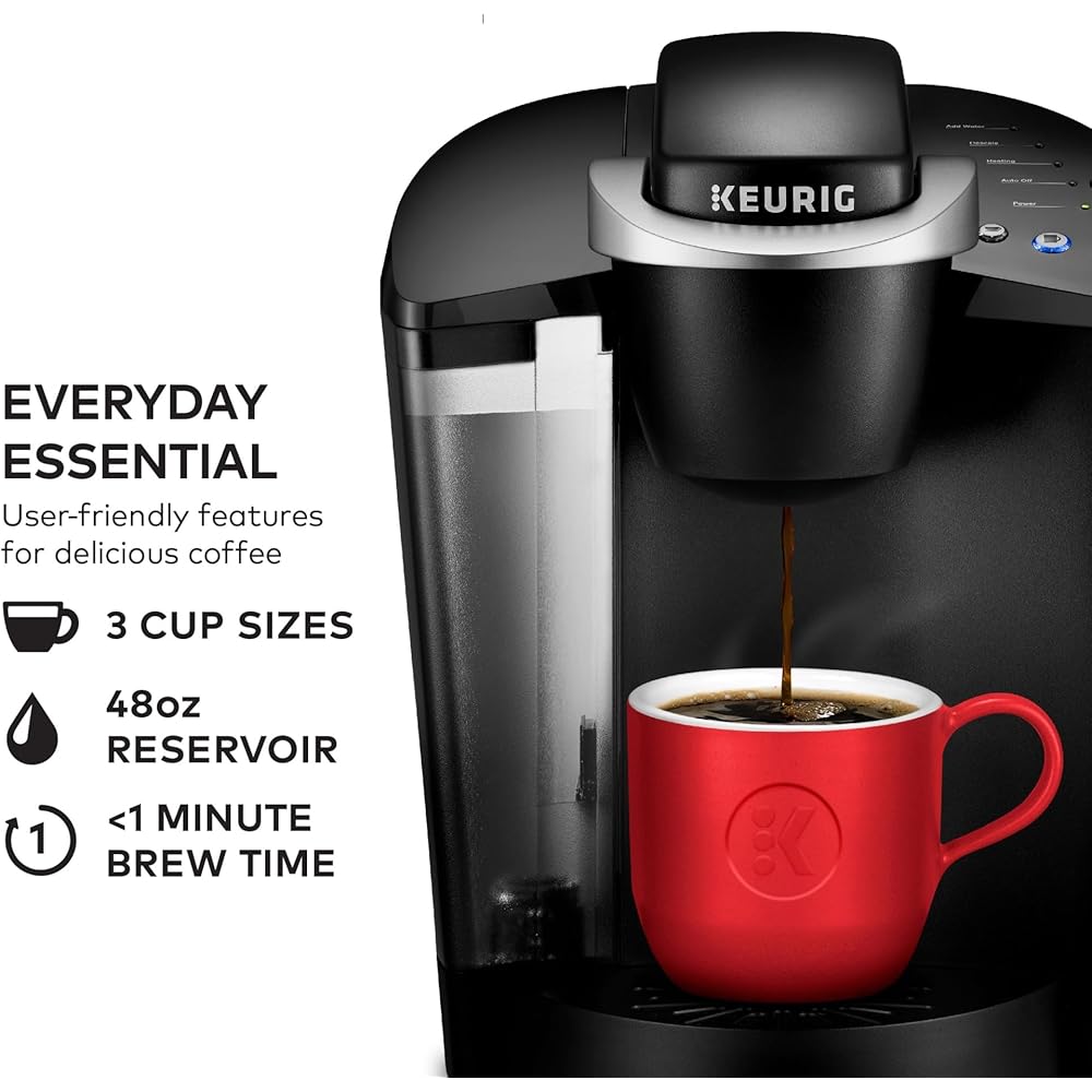 Keurig K-Classic Single Serve K-Cup Pod Coffee Maker, with 3 Brew Sizes, 48oz Removable Reservoir, Black: Home & Kitchen