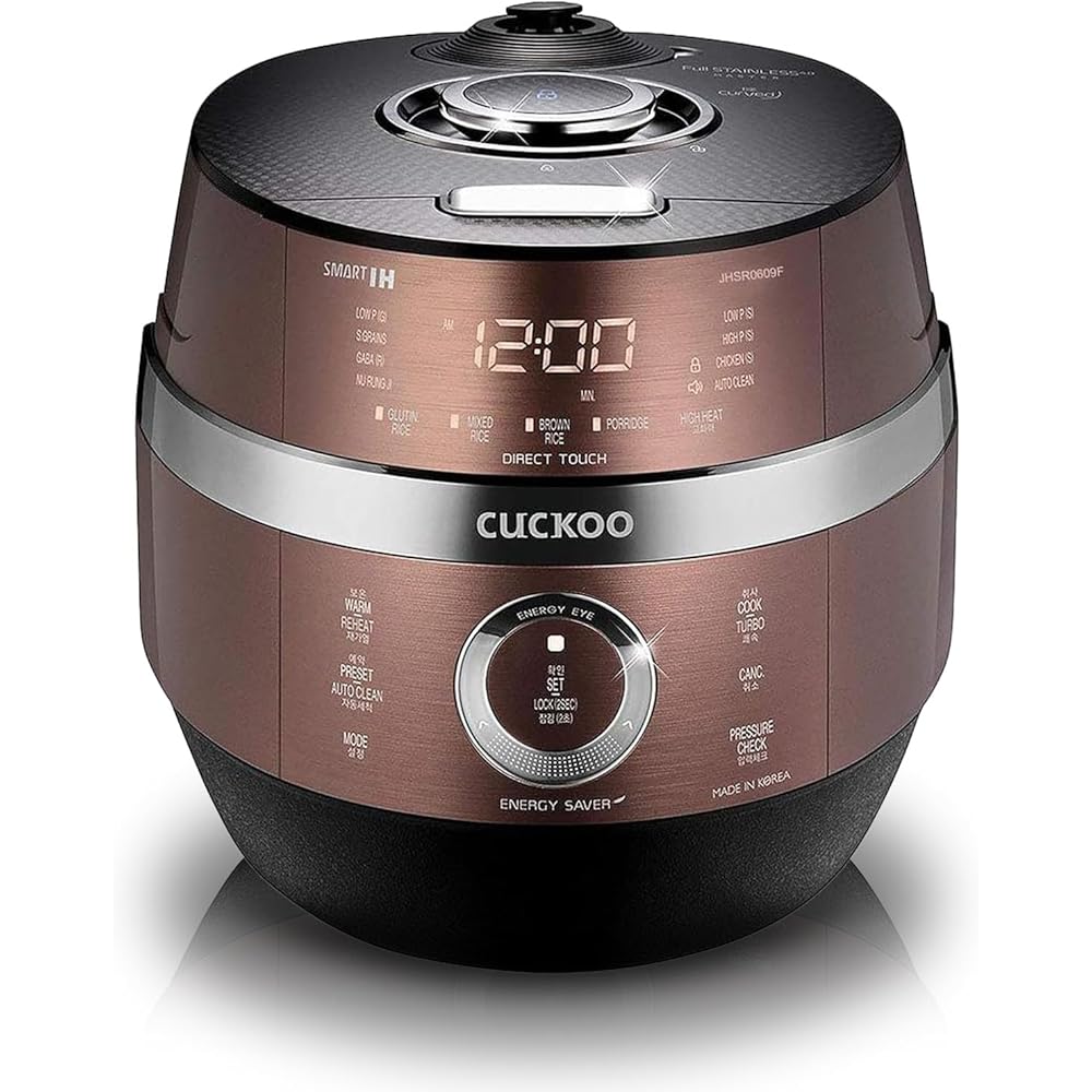 CUCKOO CRP-JHR1009F 10-Cup (Uncooked) / 20-Cup (Cooked) Induction Heating Pressure Rice Cooker with Nonstick Inner Pot, 16 Menu Options, Fuzzy Logic Tech, 3 Voice Guide, Auto Clean (Copper/Black): Home & Kitchen