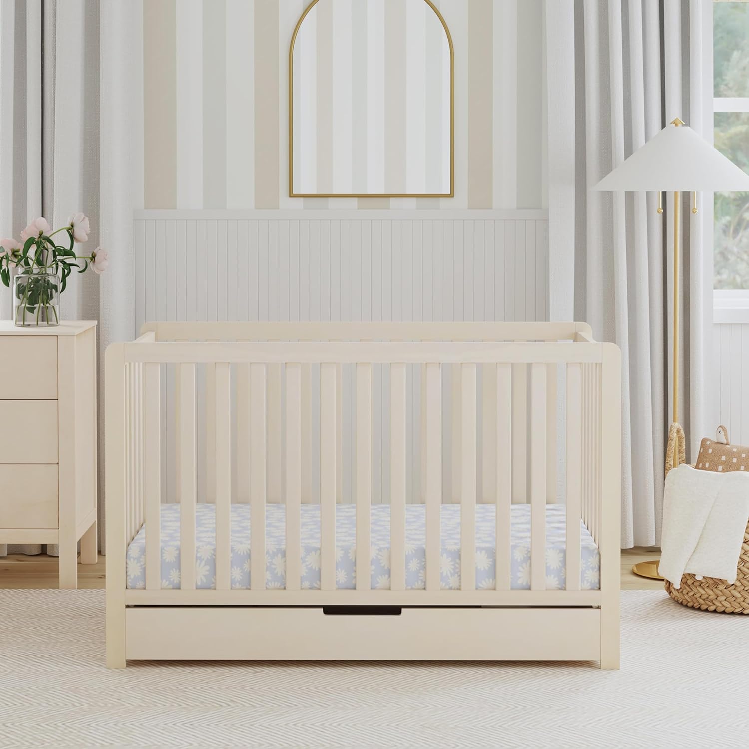 : Carter’s by DaVinci. Colby 4-in-1 Convertible Crib with Trundle Drawer in Washed Natural, Greenguard Gold Certified, Undercrib Storage : Baby