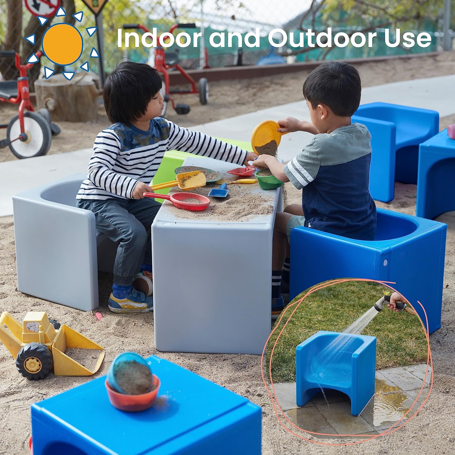 ECR4Kids Tri-Me 3-in-1 Cube Chair, Kids Furniture, Blue, 4-Piece : Home & Kitchen