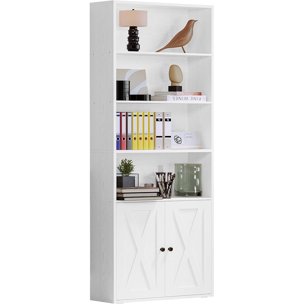 IRONCK Industrial Bookshelves and Bookcases with Doors Floor Standing 6 Shelf Display Storage Shelves 70 in Tall Bookcase for Home Office, Living Room : Home & Kitchen