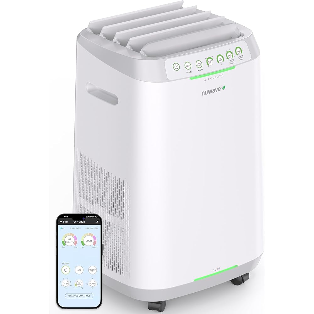 Nuwave OxyPure ZERO Smart Air Purifier, Large Area up to 2,002 Sq Ft, Dual 4-Stage Air Filtration, Adjustable 30°, 60°, 90° Vents, Washable & Reusable Filters for ZERO Waste & Replacements, White : Home & Kitchen