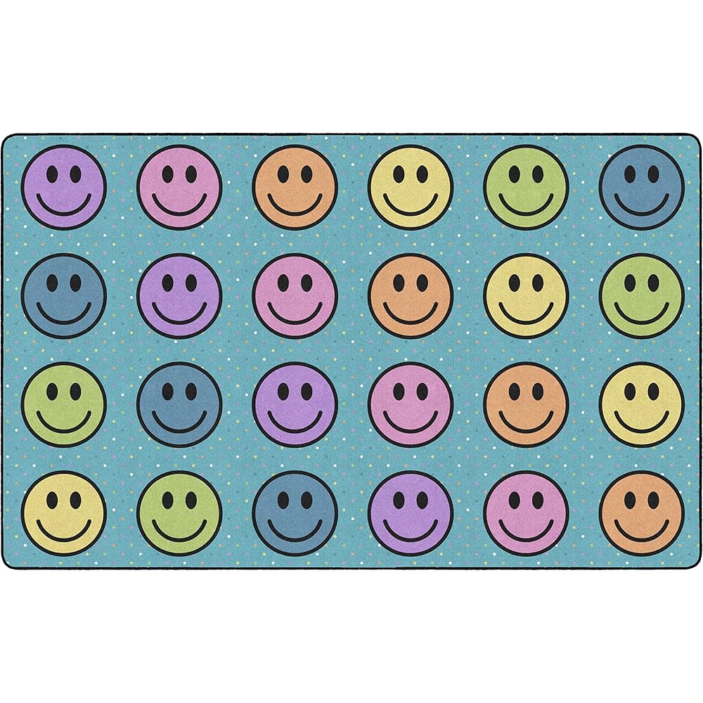Flagship Carpets Smiley Seating (Seats 24) Classroom Area Rug or Educational Learning Mat, Carpet for Kids Room, Seating Rug or Playroom Carpet, 7'6'' x 12', Blue : Home & Kitchen