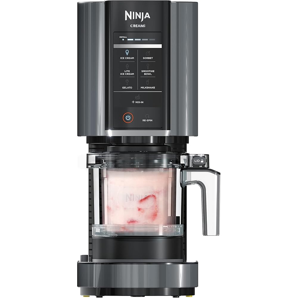 Ninja CREAMi, Ice Cream Maker, Ice Cream, Gelato, Sorbet ,Milkshakes, Mix-ins, Smoothie Bowls & More, 7-in-1, Ice Cream Pints, Pint lid, Healthy Ice Cream, Compact, Perfect for Kids, Black, NC299AMZ: Home & Kitchen