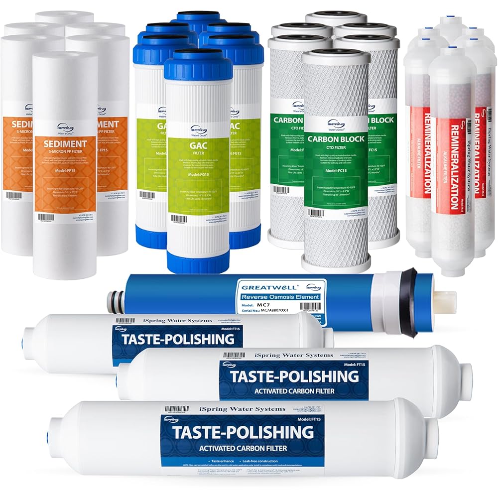 iSpring F28K75 NSF Certified 3-Year Replacement Set for 6-Stage Reverse Osmosis RO Systems with Alkaline Mineral Filter, 28 Pieces, White : Tools & Home Improvement