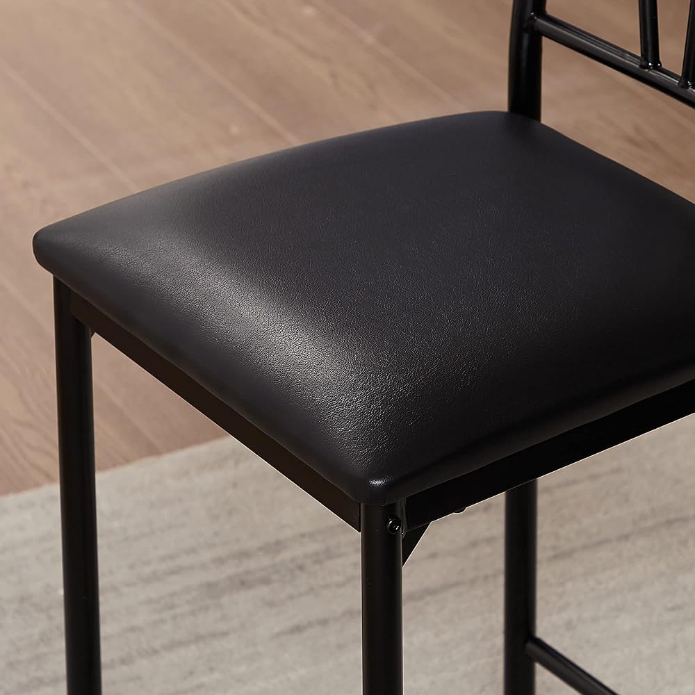 VECELO Small Bar Table and Chairs Tall Kitchen Breakfast Nook with Stools/Dining Set for 2, Storage Shelves, Space-Saving, Gray : Home & Kitchen