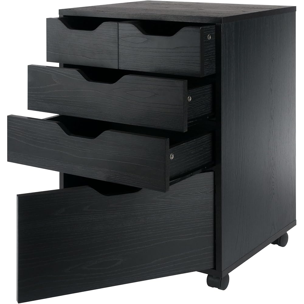 Winsome Halifax Bins & Drawers Mobile Cabinet, for Home Office, Black : Home & Kitchen