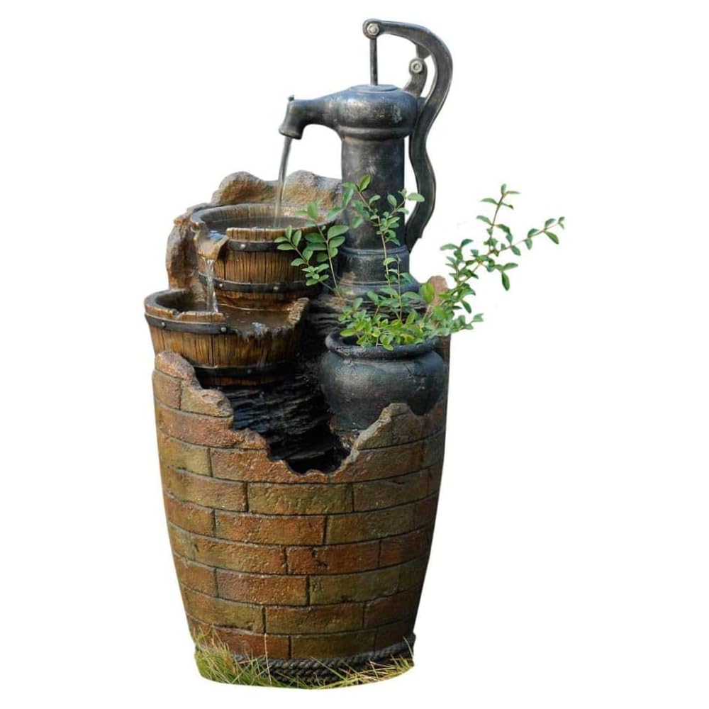 : Glenville Water Pump Cascading Water Fountain : Free Standing Garden Fountains : Patio, Lawn & Garden