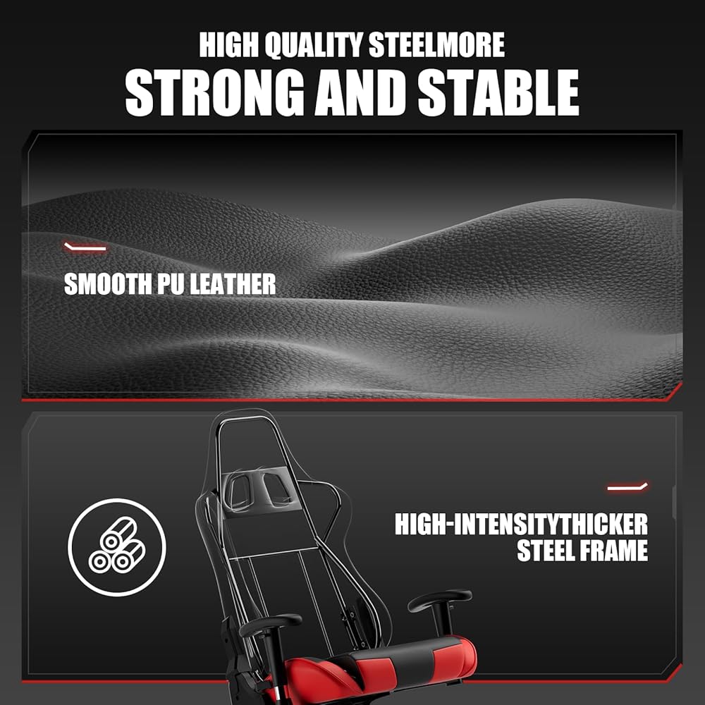 GTRACING Gaming Chair Racing Office Computer Ergonomic Video Game Chair Backrest and Seat Height Adjustable Swivel Recliner with Headrest and Lumbar Pillow Esports Chair (Red) : Home & Kitchen