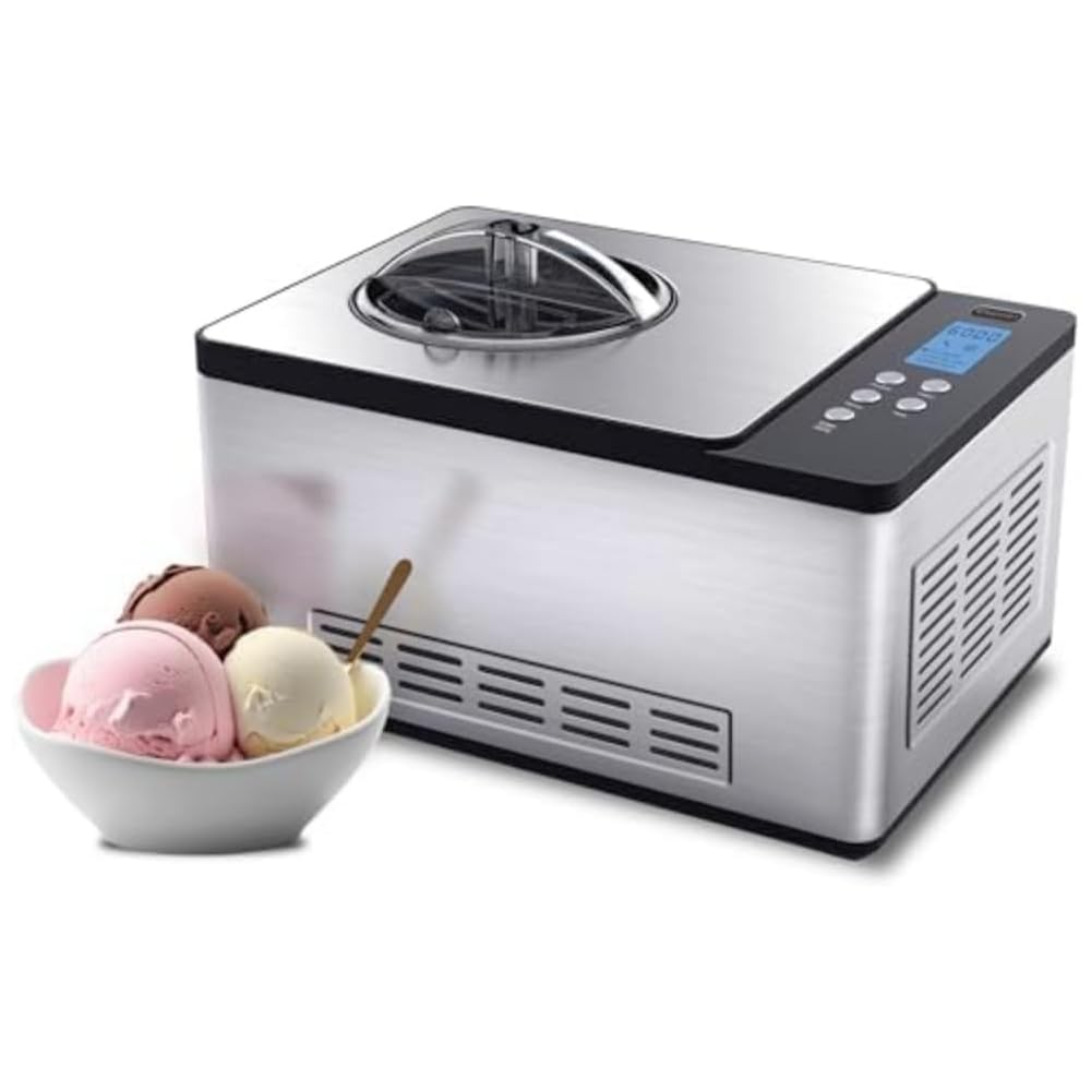 Whynter Ice Cream Maker Machine Automatic 2.1 Qt. with Built-In Compressor, LCD Digital Display & Timer, No Pre-Freezing, ICM-200LS, Stainless Steel: Home & Kitchen