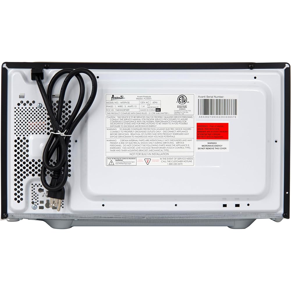 Avanti MT09V3S Microwave Oven 900-Watts Compact with 10 Power Levels and 6 Pre Cooking Settings, Speed Defrost, Electronic Control Panel and Glass Turntable, 0.9-Cu.Ft, Stainless Steel : Home & Kitchen