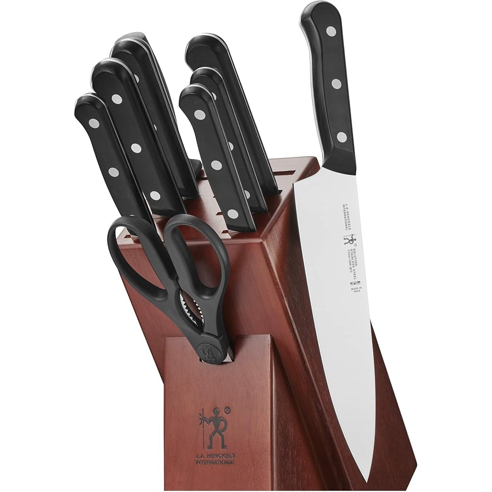 HENCKELS Solution Razor-Sharp 10-pc Knife Set, Chef Knife, Bread Knife, German Engineered Informed by 100+ Years of Mastery, Black/Stainless Steel: Home & Kitchen