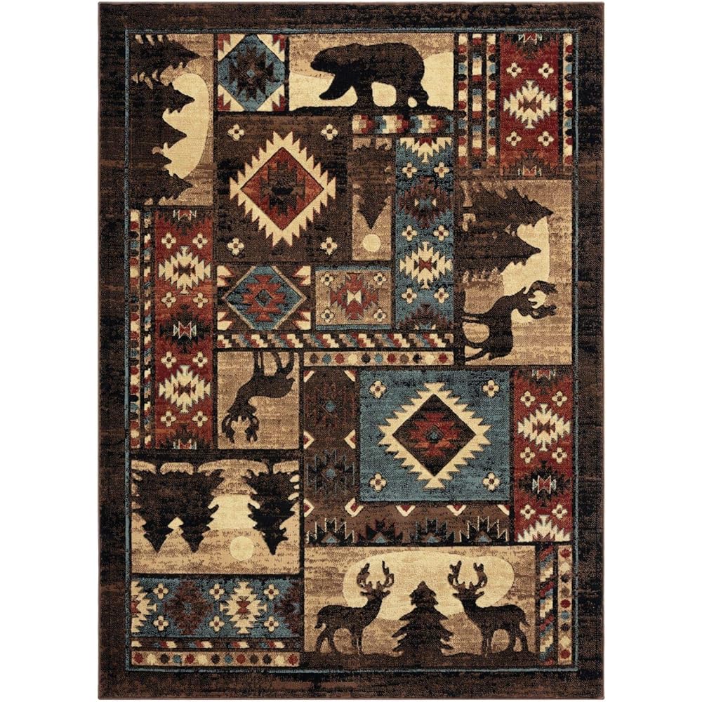 Home Dynamix Buffalo Bear Rustic Area Rug, Brown/Red, 7'10