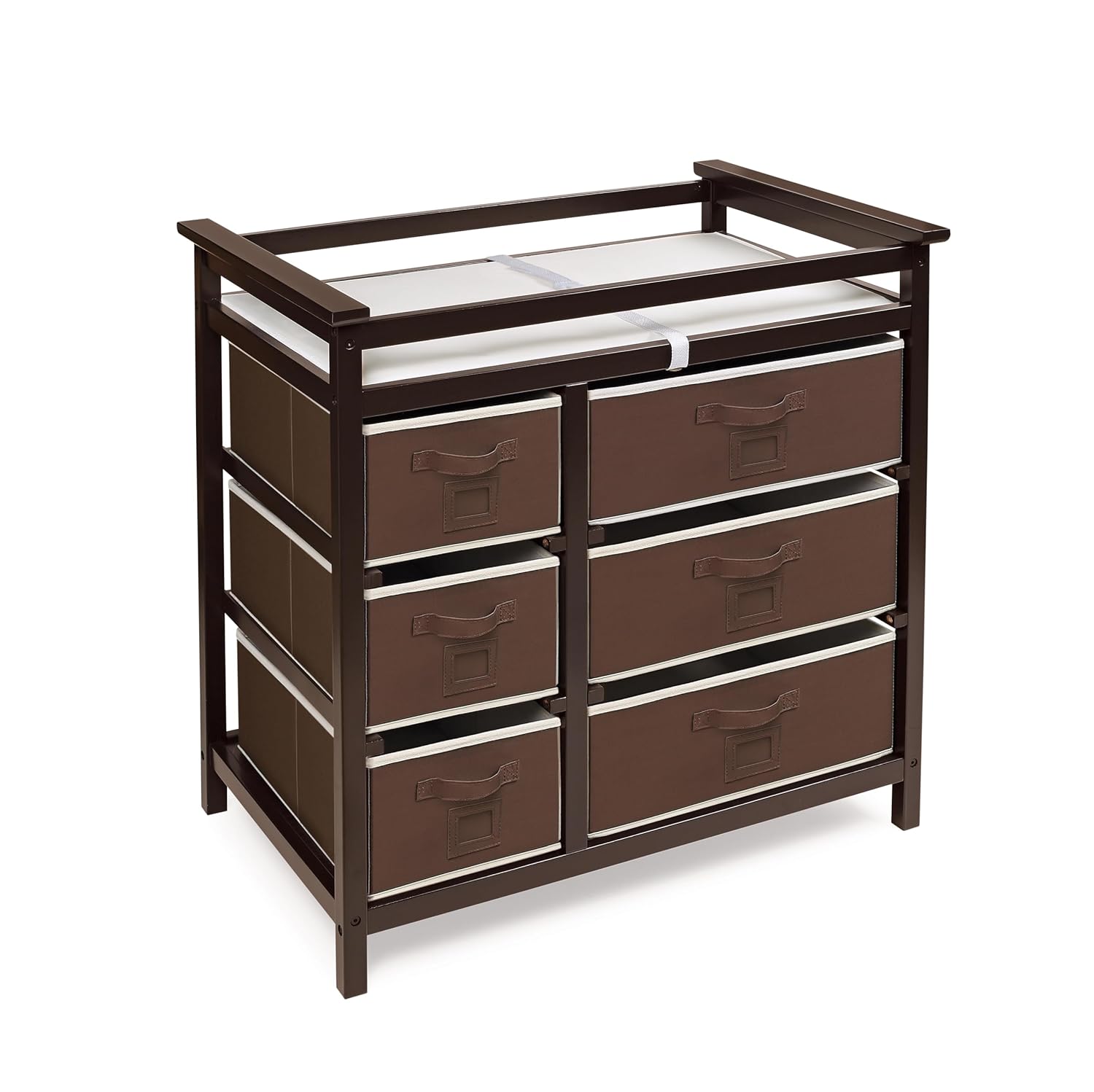 : Badger Basket Modern Baby Changing Table with 6 Storage Drawers and Pad, Diaper Change Station - Espresso : Baby