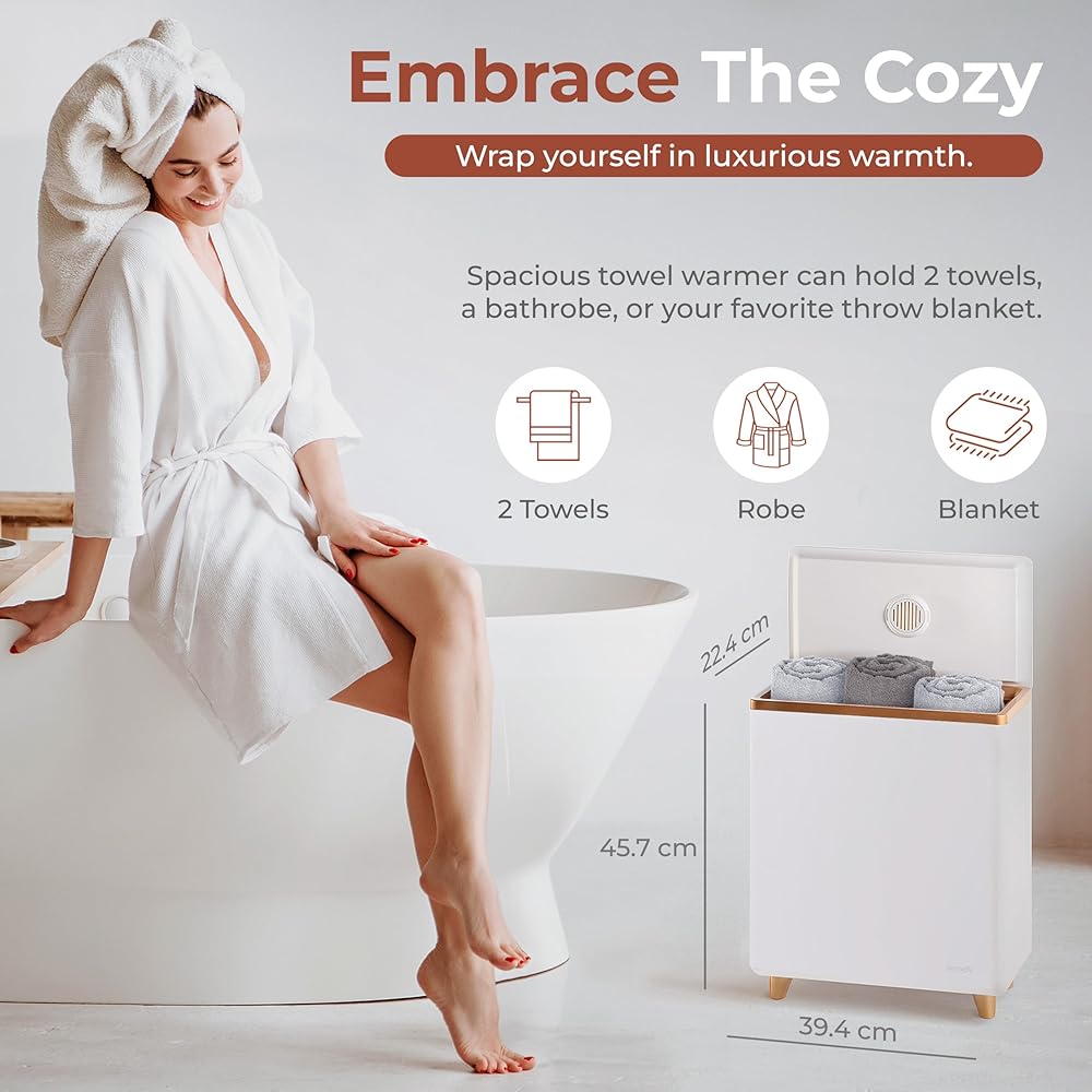 SereneLife Luxury Rectangle Towel Warmer - Spa & Bathroom Heater with Custom Fragrance, Auto Shut-Off, Fits 2 large Towels, Blankets, Bathrobes, PJ's - Perfect Gift for Him & Her (Rose Gold) : Home & Kitchen