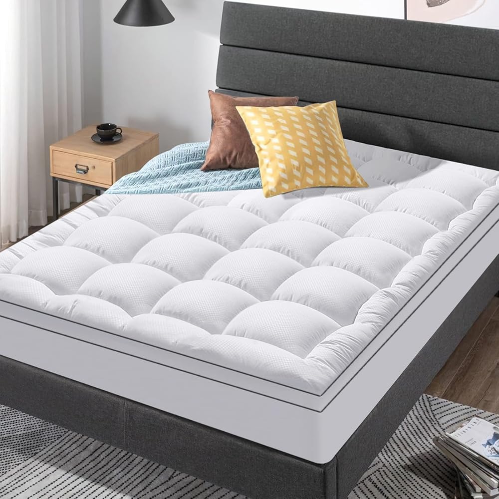 Twin XL Mattress Topper for Back Pain, Cooling Extra Thick Mattress Pad Cover with 8-21 inch Deep Pocket, Plush Pillow Top Mattress Topper Overfilled with Down Alternative, Twin Extra Long, White : Home & Kitchen