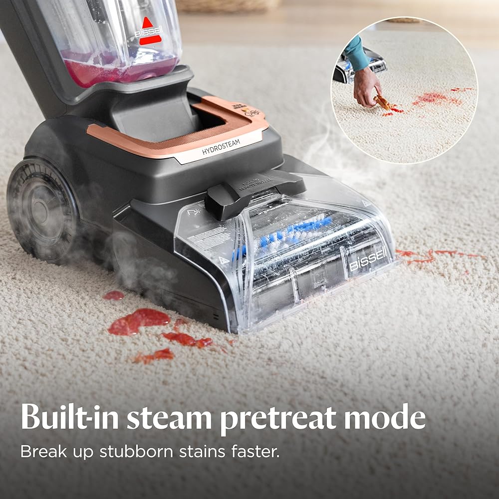 BISSELL Revolution HydroSteam Carpet Cleaner, Upright Deep Cleaner, HydroSteam Technology, 4-inch Self-Cleaning Tough Stain Tool & Formulas Included, 4123 : Industrial & Scientific