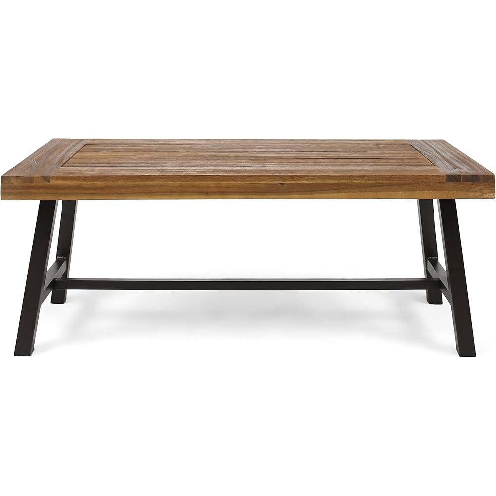 : Christopher Knight Home Carlisle Outdoor Acacia Wood Coffee Table, Sandblast/Rustic Metal : Home & Kitchen