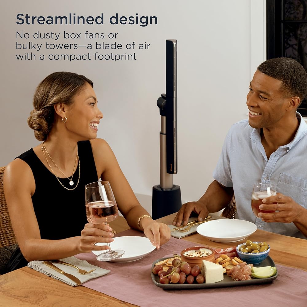 Shark TurboBlade Fan—Ultra-customizable bladeless tower fan, pivots, twists, oscillates 180°, circulates and propels air, 10 noise levels + 10 speeds, easy to clean, charcoal, TF202S