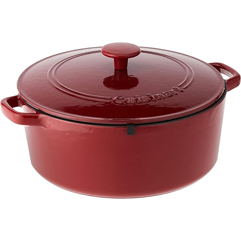 Cuisinart Chef's Classic Enameled Cast Iron Round Covered Casserole (Cardinal Red, 7- Quart): Cusinart Cast Iron: Home & Kitchen