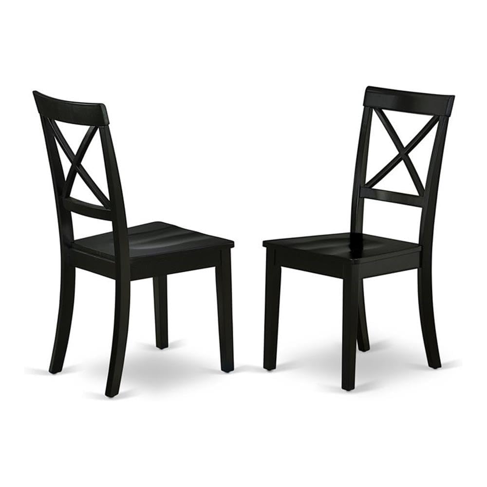 - East West Furniture BOC-BLK-W Boston Dining Room Chairs - Cross Back Solid Wood Seat Chairs, Set of 2, Black - Chairs