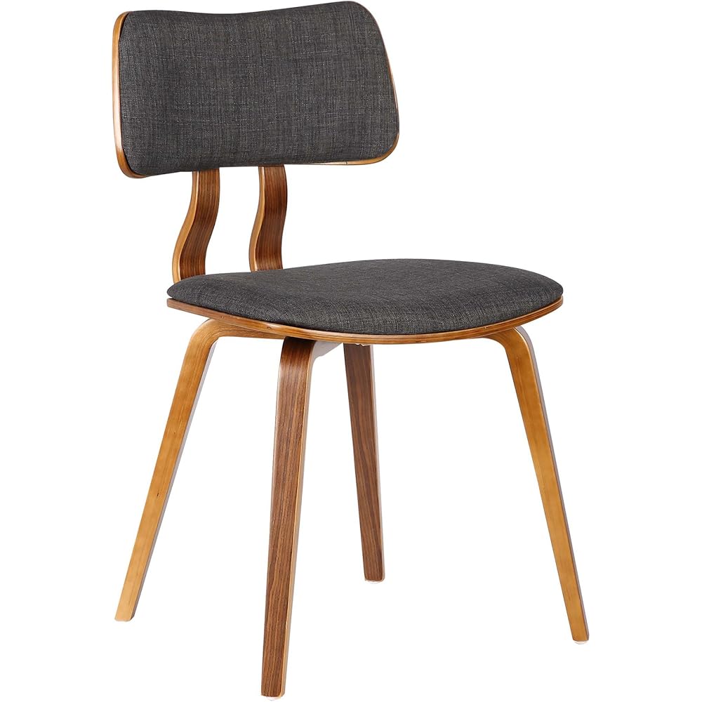 - Armen Living Jaguar Dining Chair in Charcoal Fabric and Walnut Wood Finish,Charcoal/Walnut Finish 20D x 18W x 29H in - Chairs