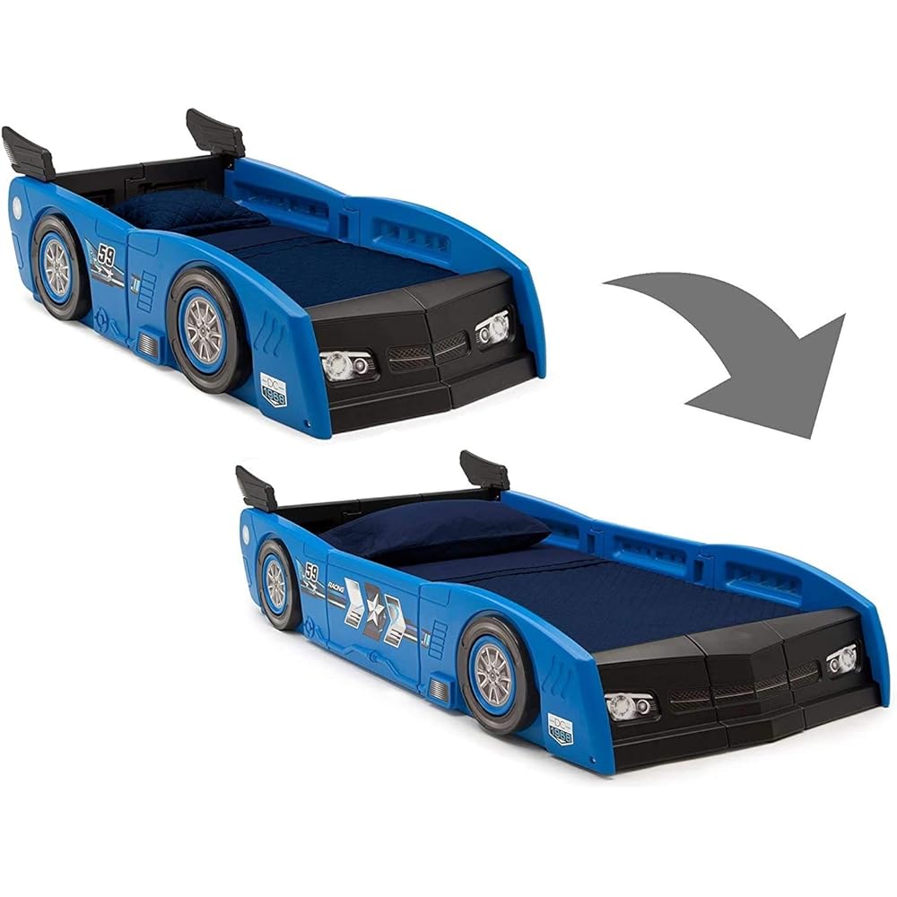 Delta Children Grand Prix Race Car Toddler-to-Twin Bed, Blue
