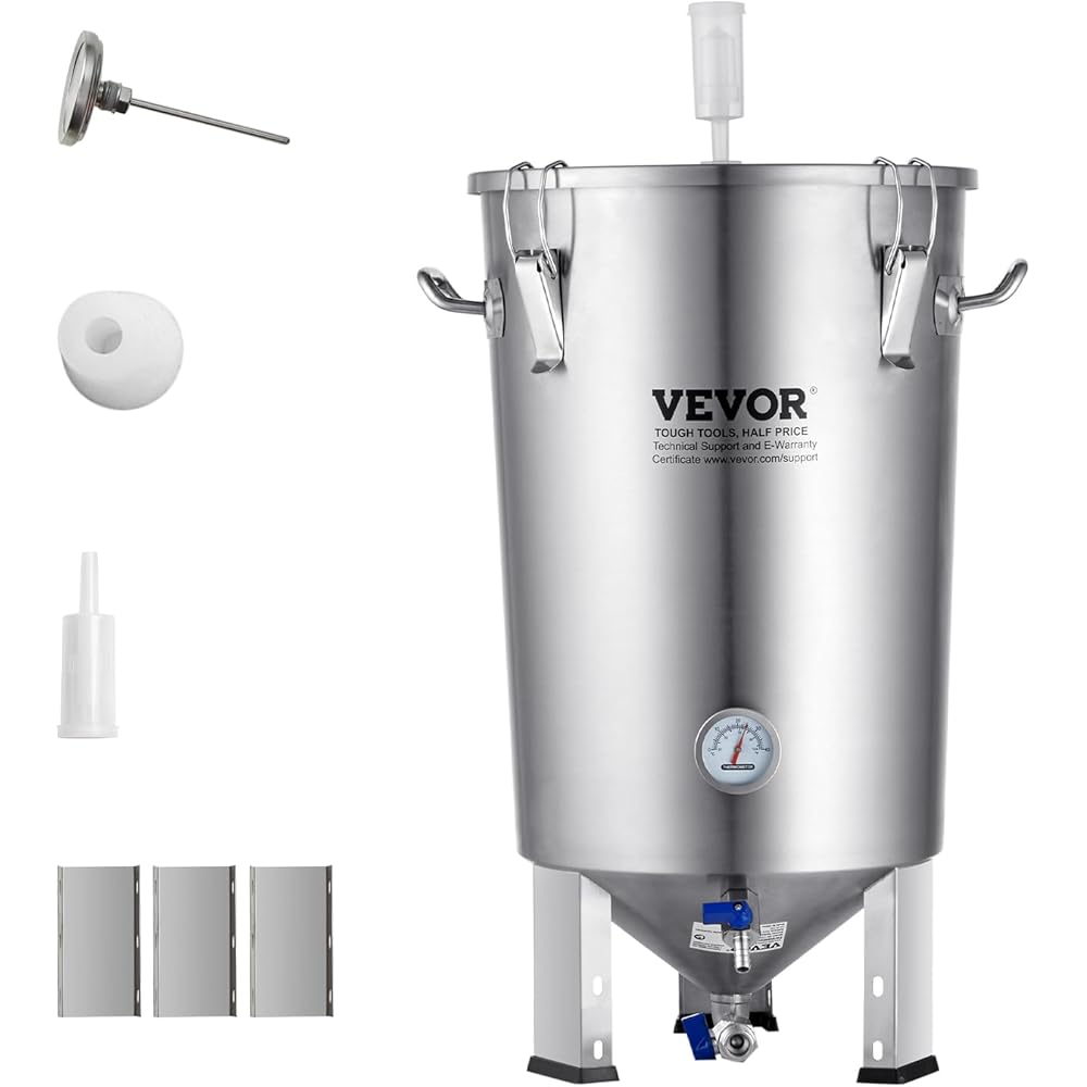 VEVOR Fermentation tank 8 Gallon Stainless Steel Beer Brew Fermentor Brew Bucket Fermentor for Home Brewing with Conical Base Brewing Equipment: Home & Kitchen