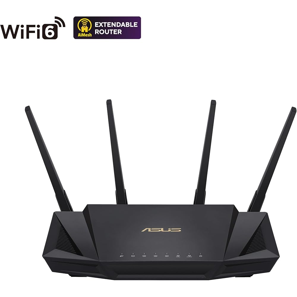 ASUS RT-AX3000 Ultra-Fast Dual Band Gigabit Wireless Router - Next Gen WiFi 6, Adaptive QoS, and AiProtection by Trend Micro | 1x WAN, 4x 1G LAN, 1x USB 3.0 - AiMesh Compatible