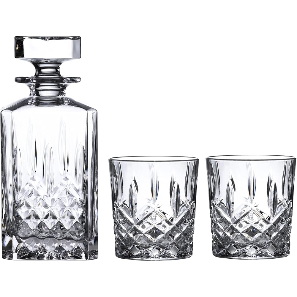 Marquis By Waterford Markham Square Decanter & Double Old Fashion Pair Decanter Set, 2 Count (Pack of 1), Clear, 30 fluid ounces : Home & Kitchen
