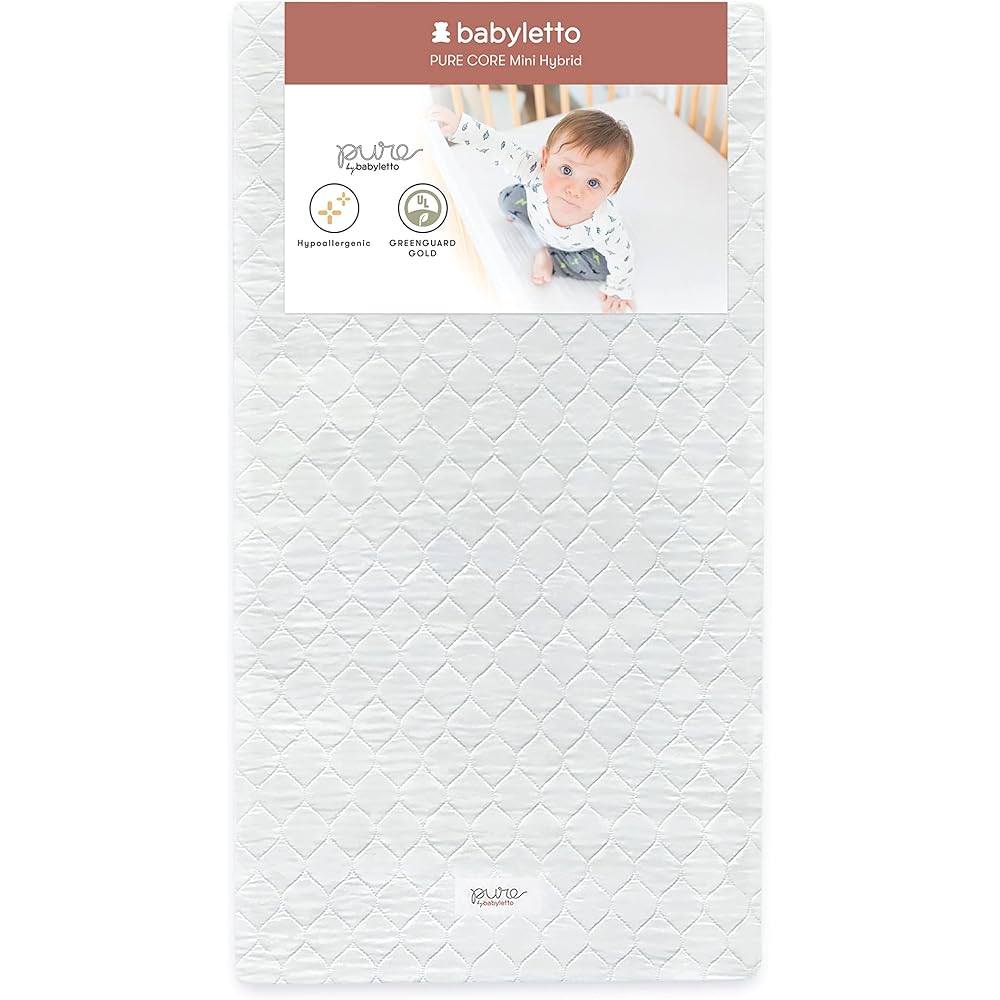 : Babyletto Pure Core Mini Crib Mattress, Hybrid Waterproof Cover, Lightweight, Greenguard Gold Certified : Baby