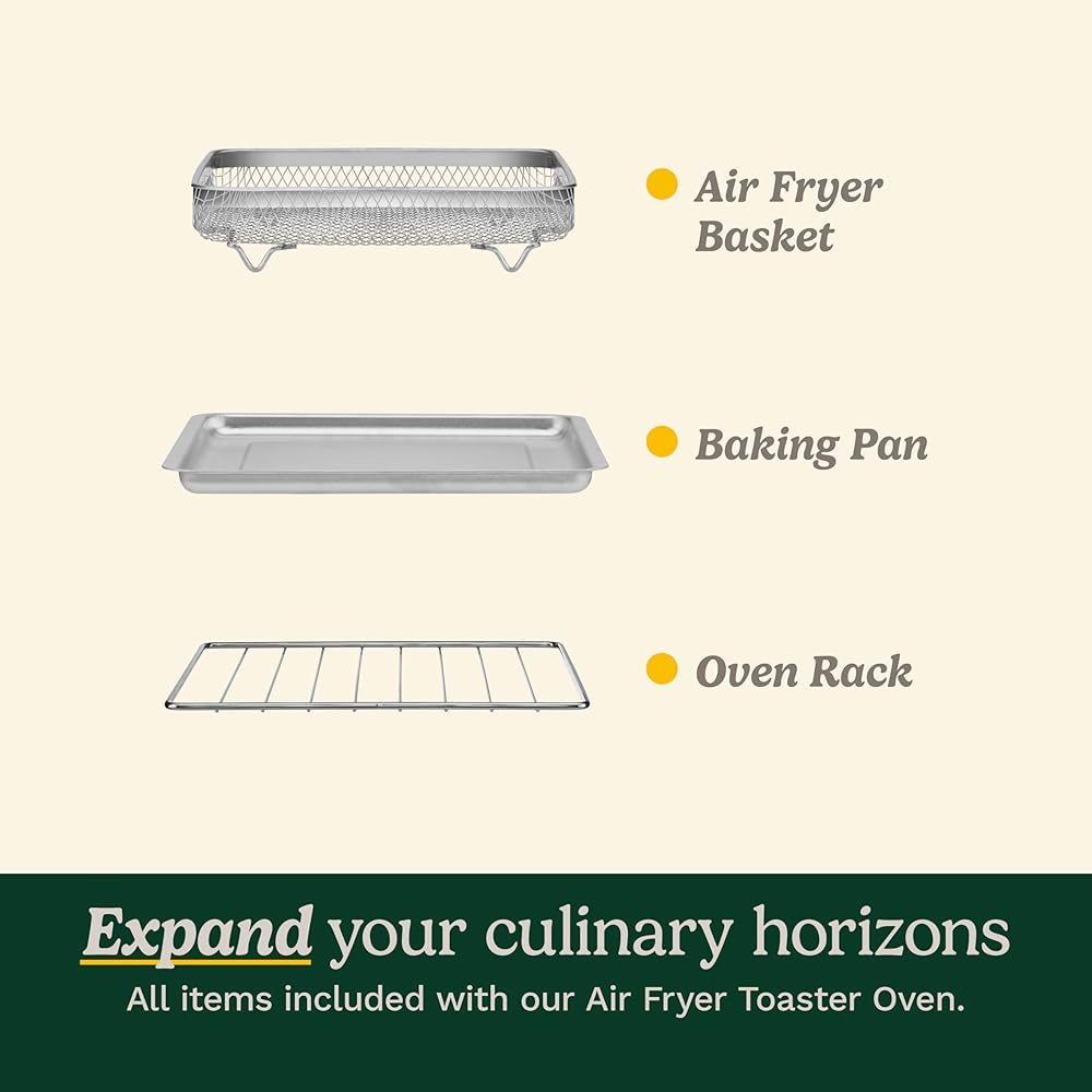 Cuisinart Compact Air Fryer Toaster Oven, Stainless Steel Fryer with 6-in-1 Functions, Adjustable Temperature, Includes Oven Rack, Baking Pan and Air Fry Basket, TOA-26: Home & Kitchen