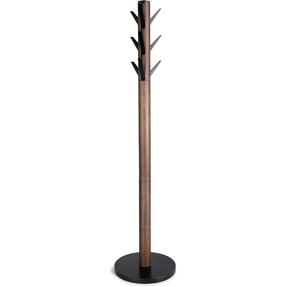 Umbra Flapper Coat Rack, Clothing Hanger, Umbrella Holder, and Hat Organizer, Great for Entryway, Black/Walnut (320361-048) : Home & Kitchen
