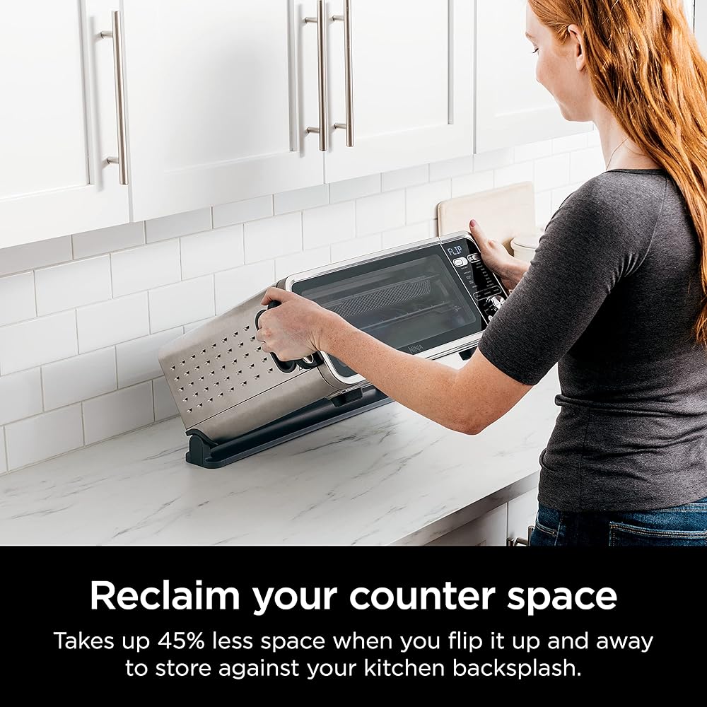 Ninja, Toaster Oven, Air Fryer, Thermometer, Toaster Oven Air Fryer Combo, Stainless Steel, Quick meals, Fries, Frozen Food, Air Fry, Dehydrate, Reheat, 13-in-1, Less Oil, Flip Away Oven, Foodi, SP351: Home & Kitchen