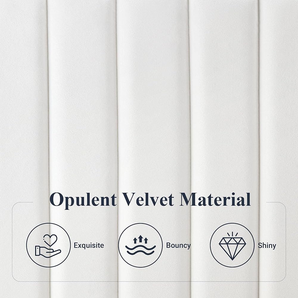 Allewie Queen Bed Frame, Velvet Upholstered Platform Bed with Adjustable Vertical Channel Tufted Headboard, Mattress Foundation with Strong Wooden Slats, Box Spring Optional, Easy Assembly, White : Home & Kitchen