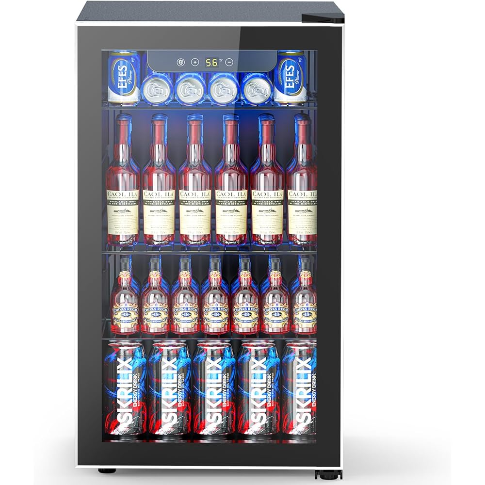 Electactic 95 Cans Beverage Refrigerator, 26 Bottle Mini Fridge, 2.7 cu.ft Drink Fridge Digital Temperature Control for Bottled Beer, Soda,Water : Home & Kitchen
