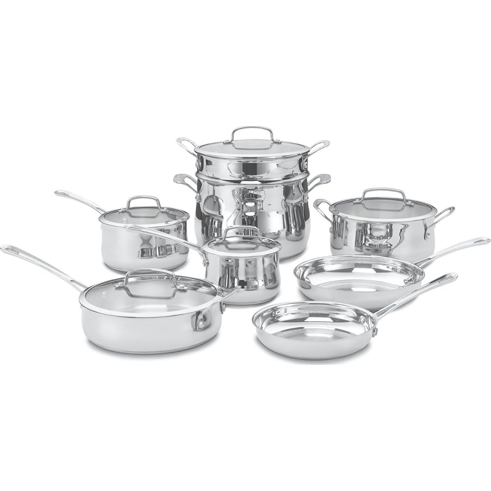 Cuisinart Contour Stainless 13-Piece Cookware Set,Silver: Home & Kitchen