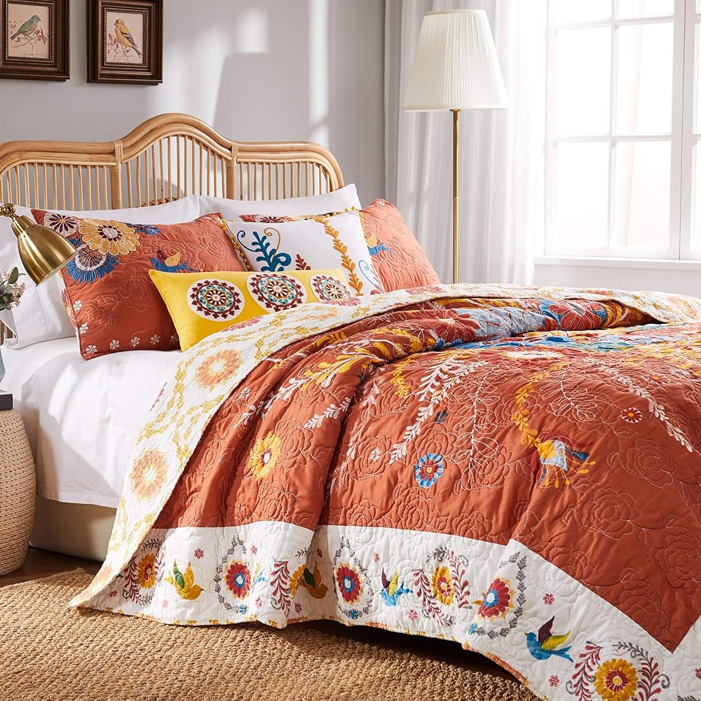 Greenland Home Topanga Quilt Set, 3-Piece King/Cal King, Multi : Home & Kitchen