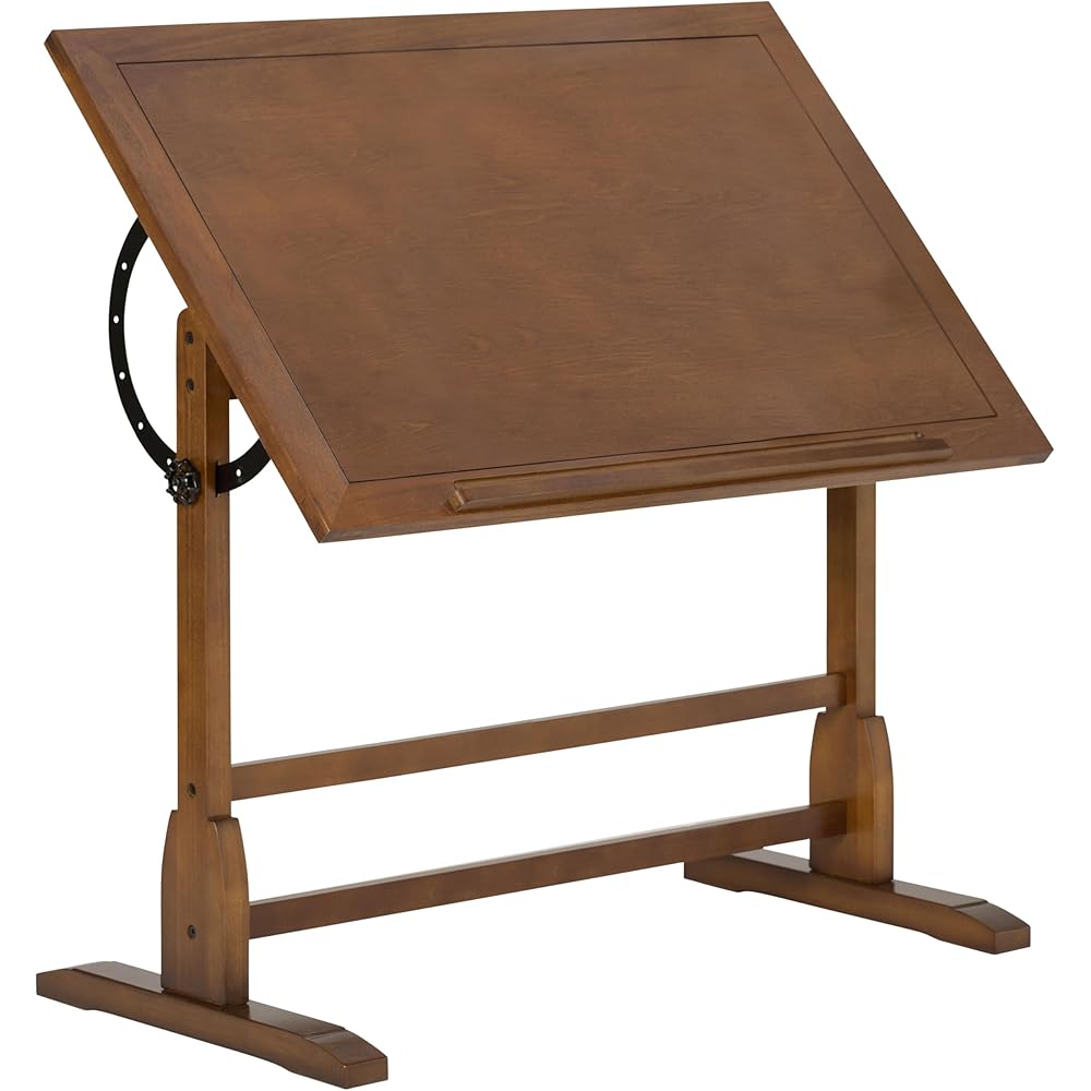 Studio Designs Vintage Drafting Table - Antique Design Solid Wood Drafting Table with Built-In Pencil Groove and Pencil Ledge - Angle Adjustable Work Surface : Home & Kitchen
