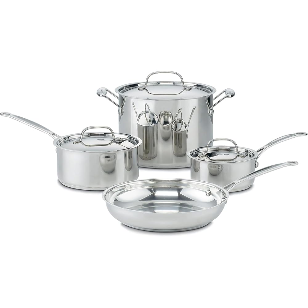 Cuisinart 7-Piece Cookware Set, Chef's Classic Stainless Steel Collection, 77-7P1: Stainless Steel Cookware: Home & Kitchen