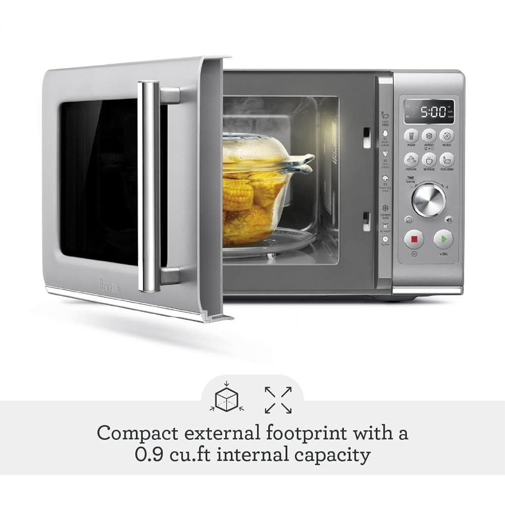Breville BMO650SIL Compact Wave Soft Close Countertop Microwave Oven, Silver: Home & Kitchen