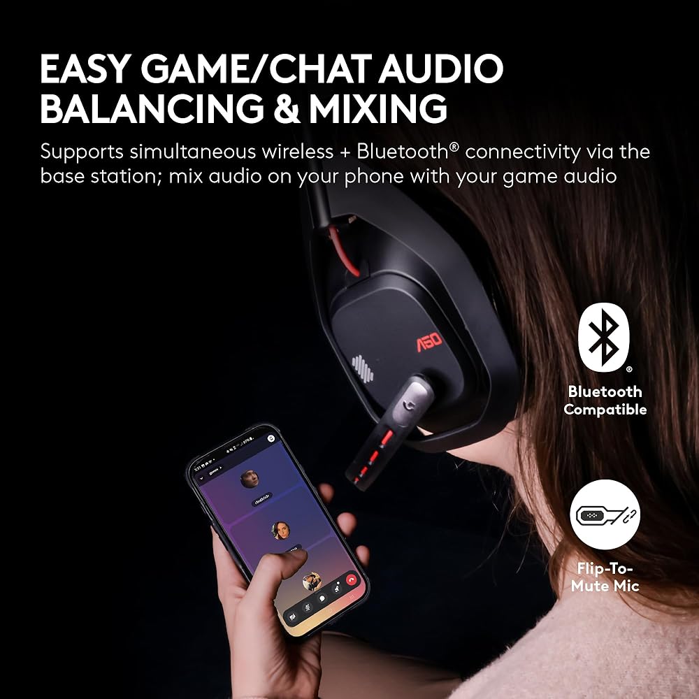 Logitech G Astro A50 Omni-Platform Wireless Gaming Headset + Base Station for PS5, Xbox, PC: PLAYSYNC Audio Switcher, <16 bit/48kHz (Console), <24 bit/48 kHz (PC), 24hr Battery, 2.4GHz & BT - Black : Video Games