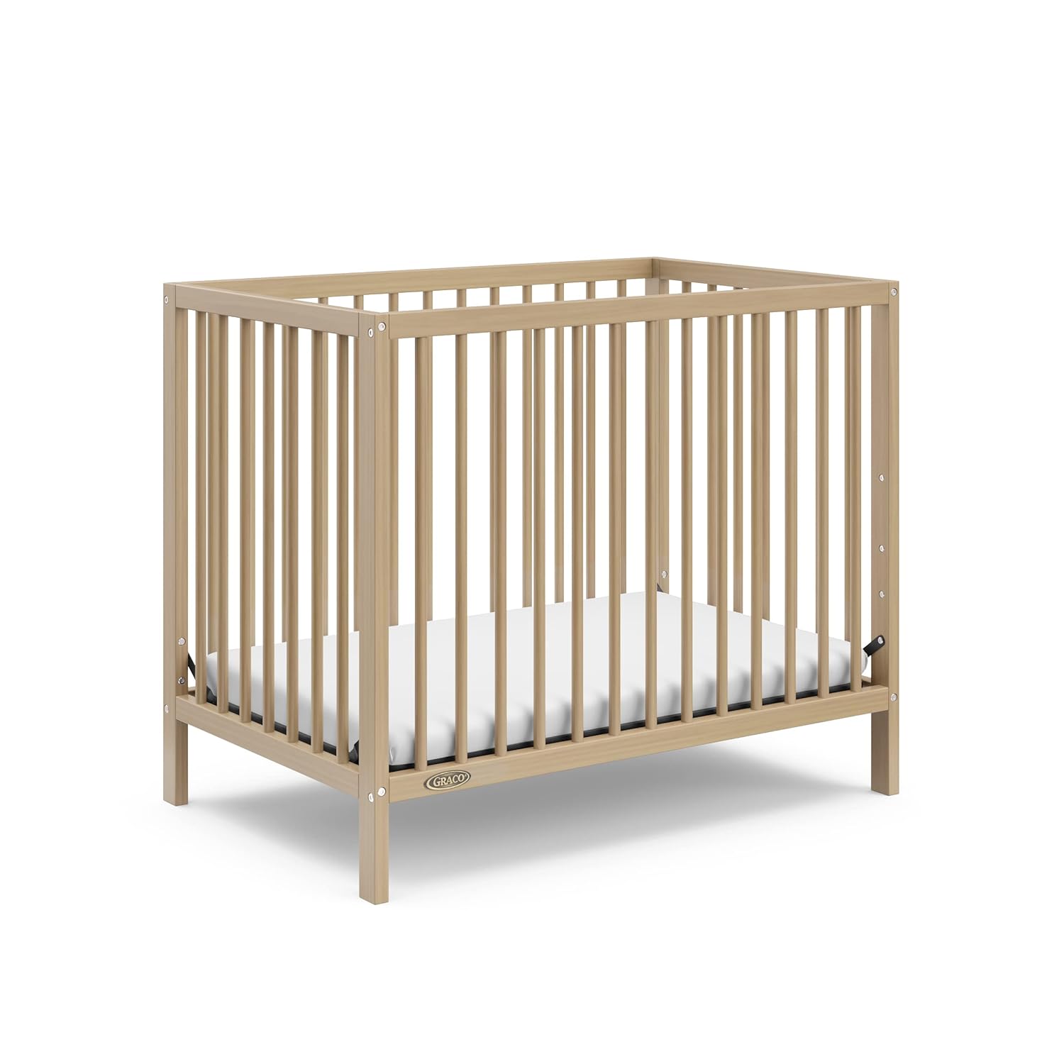 : Graco Teddi 4-in-1 Convertible Mini Crib with Bonus Water-Resistant Mattress (Driftwood) – GREENGUARD Gold Certified, 2.75-Inch Mattress Included, Ideal for Small Spaces, Easy 30-Minute Assembly : Baby