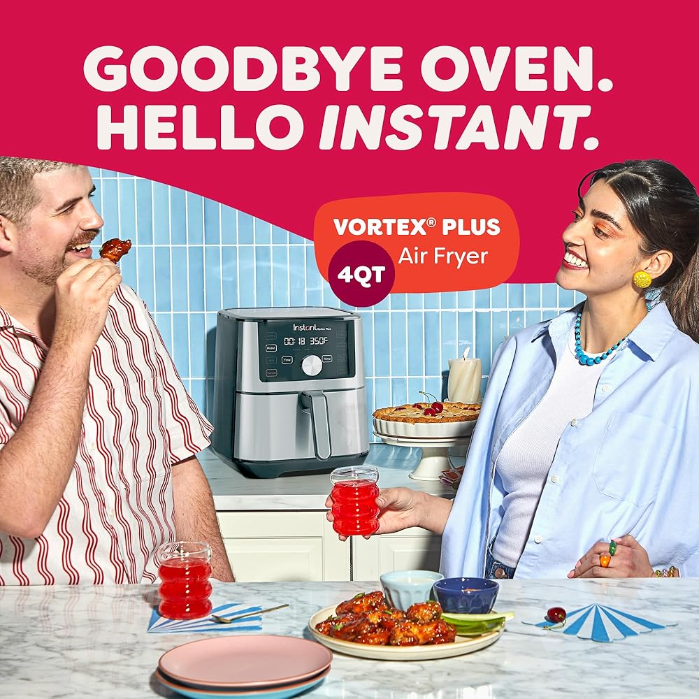 Instant Pot Vortex Plus 4QT Air Fryer, Custom Program Options, 6-in-1 Functions Crisps, Broils, Roasts, Dehydrates, Bakes, Reheats, 100+ In-App Recipes, from the Makers of Instant Pot, Stainless Steel : Home & Kitchen